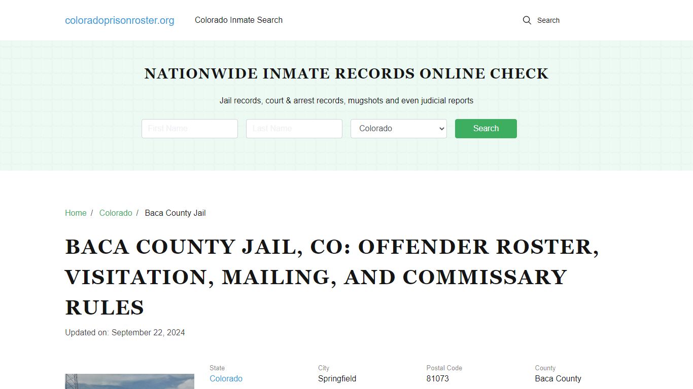 Baca County Jail, CO: Inmate Lookup, Visitations, Contacts