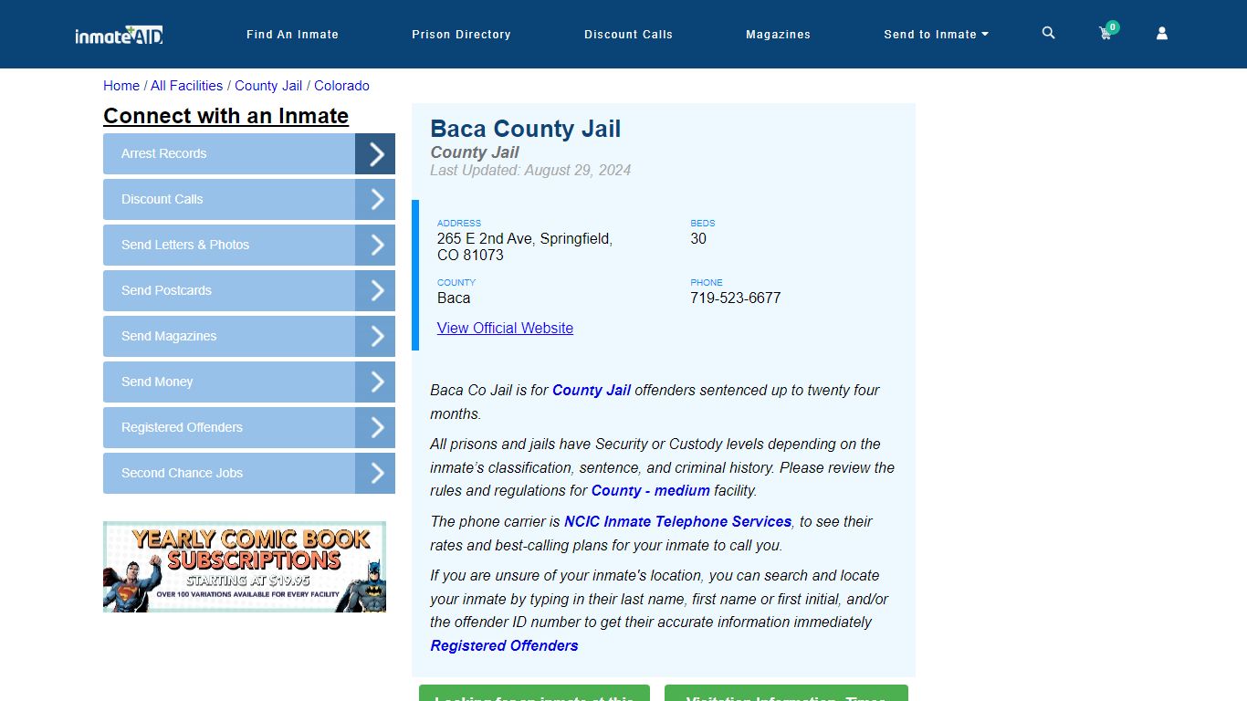 Baca County Jail - Inmate Locator